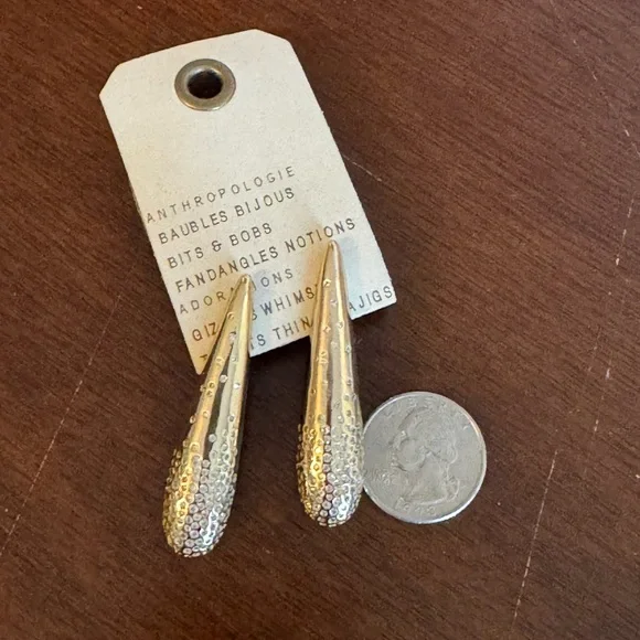 Anthropologie Pave Triangle Drop Earrings Gold NWT - Picture 6 of 6